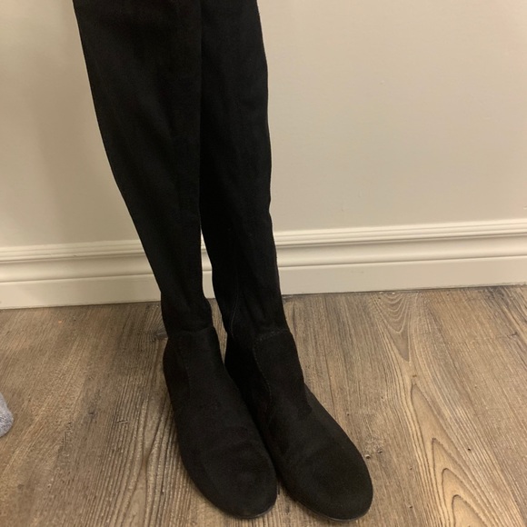 Black Over the Knee Audrey Brooke Boots - Picture 2 of 5